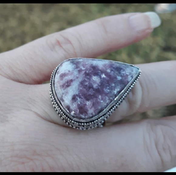 New Lepidolite Antique Design 925 Silver Ring. - Picture 1 of 8